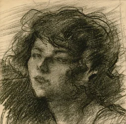 Porträt einer jungen Frau, leicht erhobenes Kinn, ca. 1900